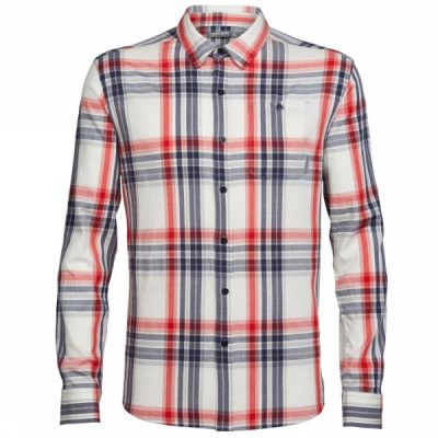 Camisa Icebreaker Compass Manga Larga Hombre - Rojas - Chile XJZ491752